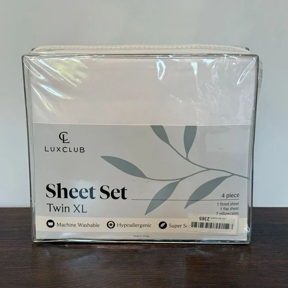 Luxclub 4 piece Twin XL white sheet set NIB